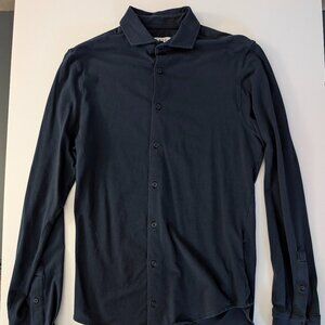 SMOG men's long sleeve button up - navy blue